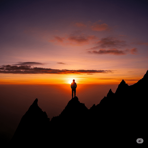 Siluet pengunjung menikmati pemandangan matahari terbit (sunrise) yang magis di Puncak Budug Asu.