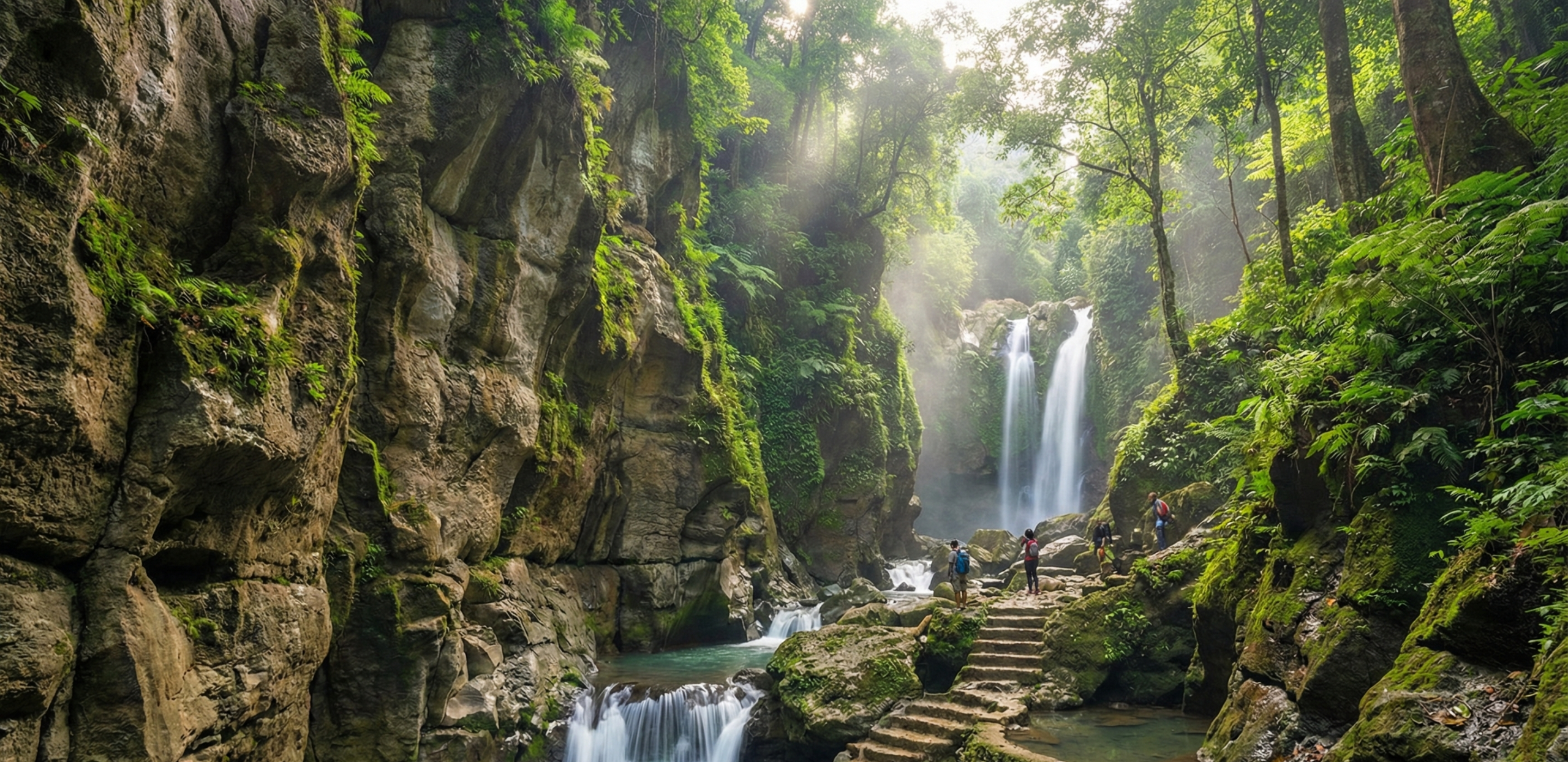 Keindahan tebing bebatuan di Coban Nirwana Malang