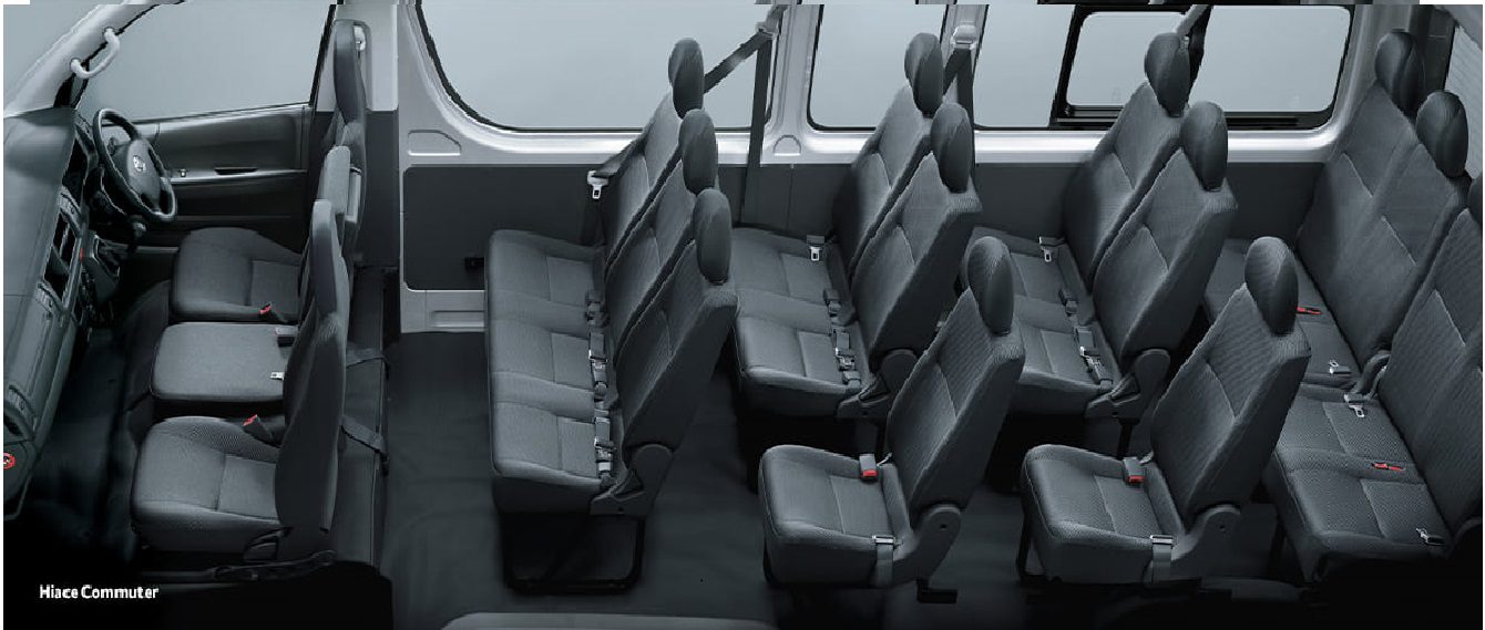 Kapasitas HiAce Commuter Malang 12 sampai 15 orang untuk perjalanan grup
