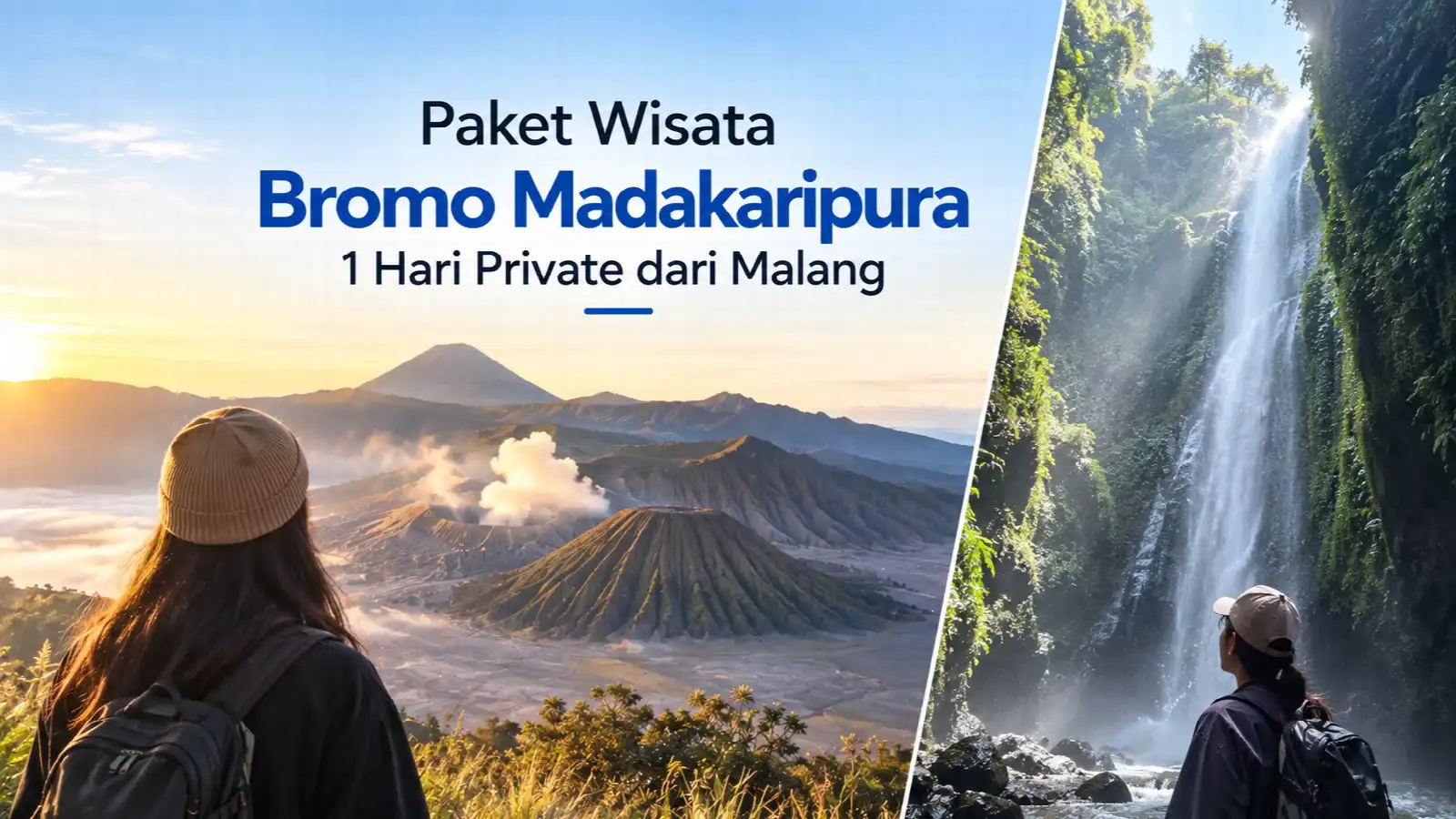 Wisatawan menikmati sunrise Gunung Bromo dan Air Terjun Madakaripura dalam paket 1 hari dari Malang