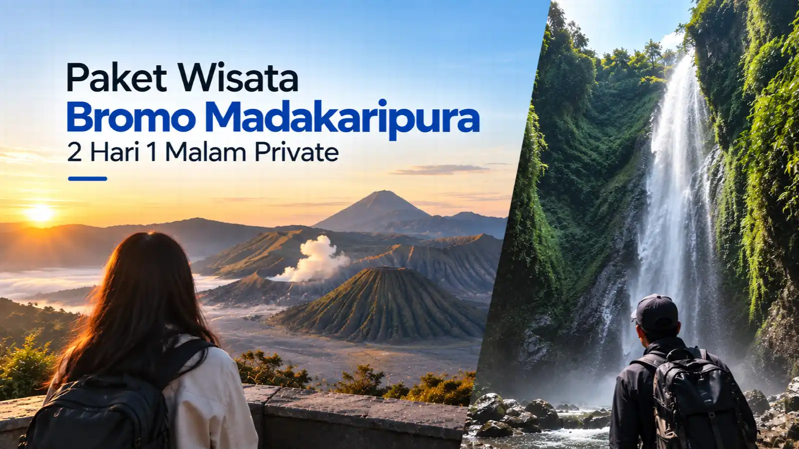 Wisatawan memandang sunrise Gunung Bromo dan Air Terjun Madakaripura dalam paket 2 hari 1 malam